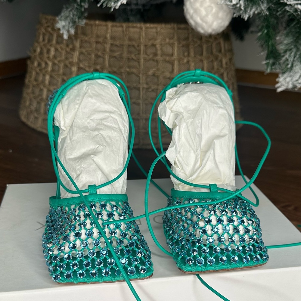 Bottega Veneta Sparkle Stretch Lace-Up Sandal
